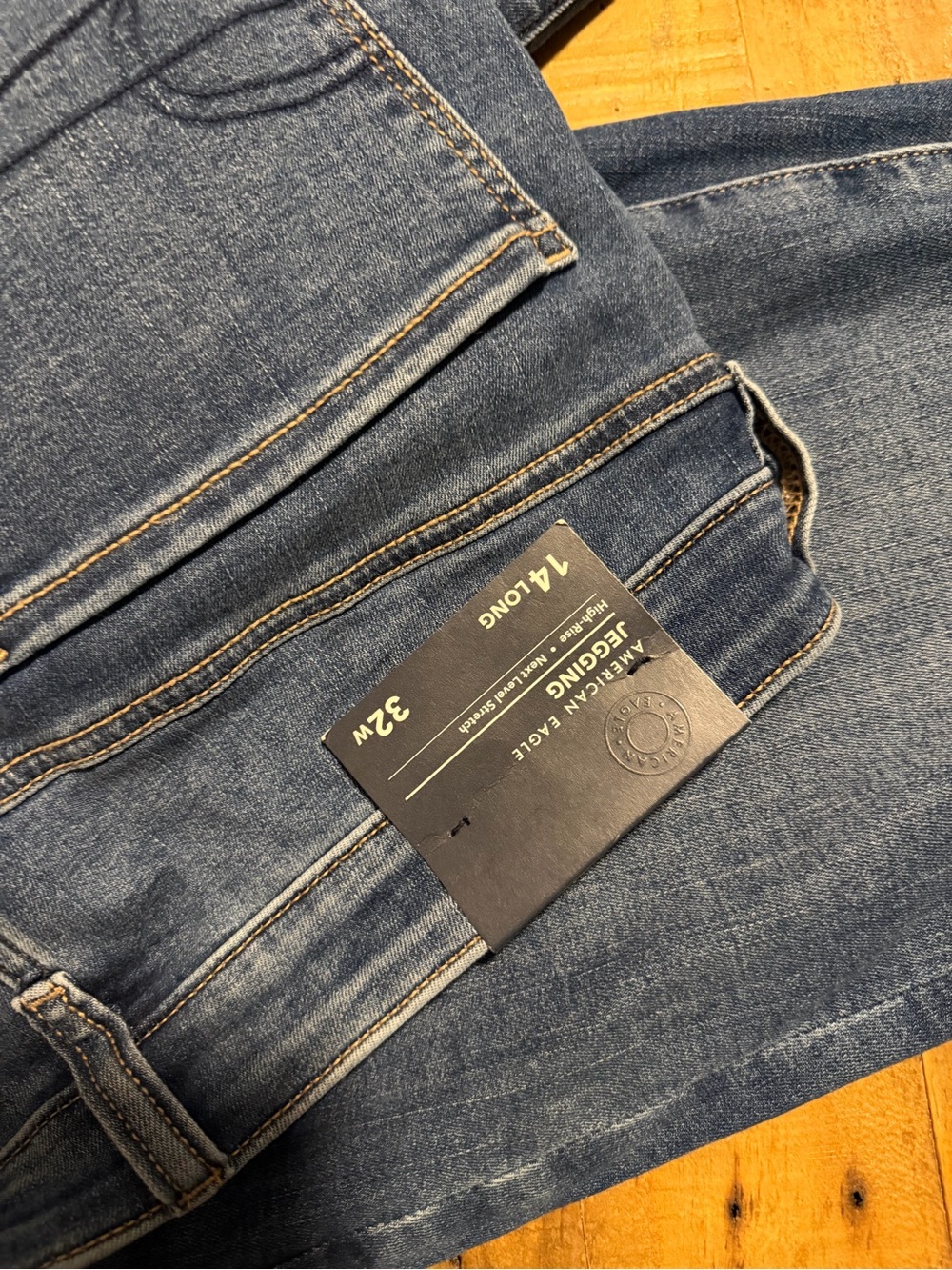 American Eagle Medium Blue Stretch Jeans - high rise next level stretch - Picture 4 of 8